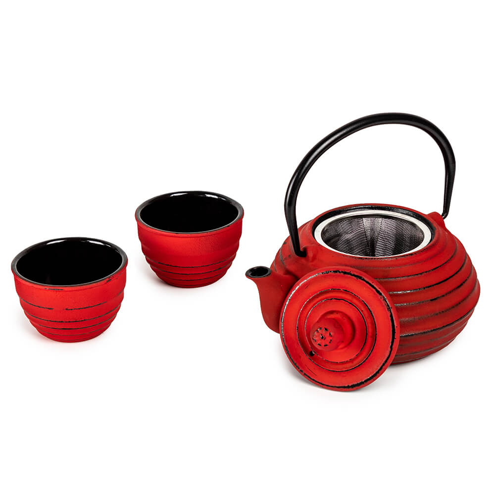 Комплект за чай чугунен Luigi Ferrero FR-8373R 3 части, червен