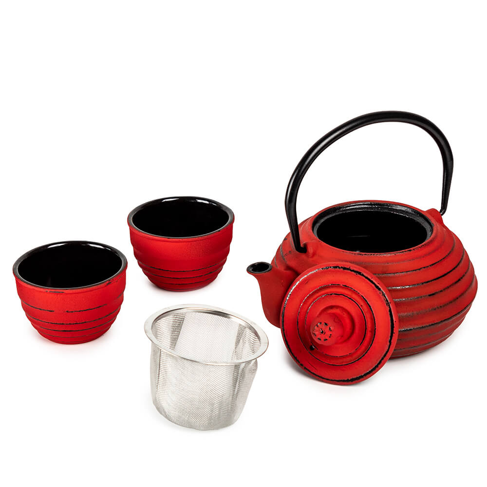 Комплект за чай чугунен Luigi Ferrero FR-8373R 3 части, червен