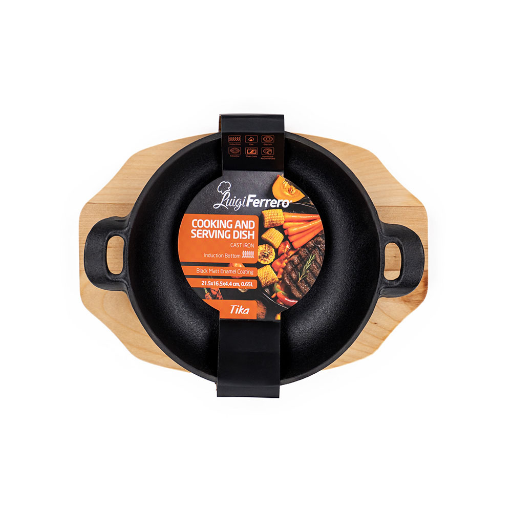 Съд за готвене и сервиране с 2 дръжки Luigi Ferrero Tika FR-2144 21.5x16.5x4.4cm, чугун