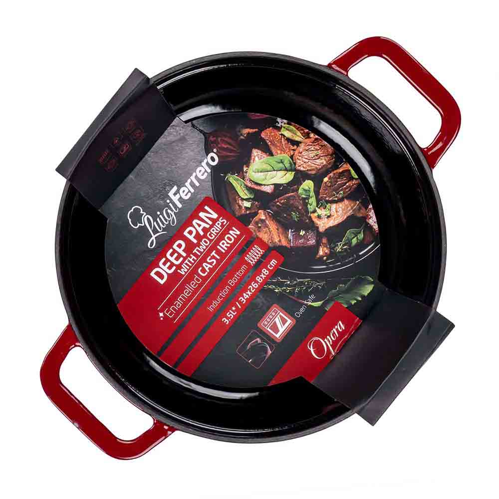 Тиган с ръкохватки Luigi Ferrero Opera FR-3480 34x26.8x8cm, 3.5L, емайлиран чугун