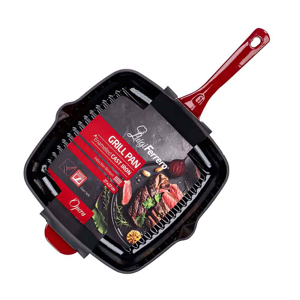 Тиган грил Luigi Ferrero Opera FR-2752 27x27cm, eмайлиран чугун