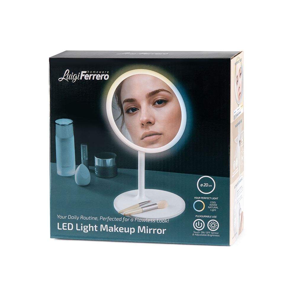 LED козметично огледало за грим Luigi Ferrero FR-801, кръг, 20 cm