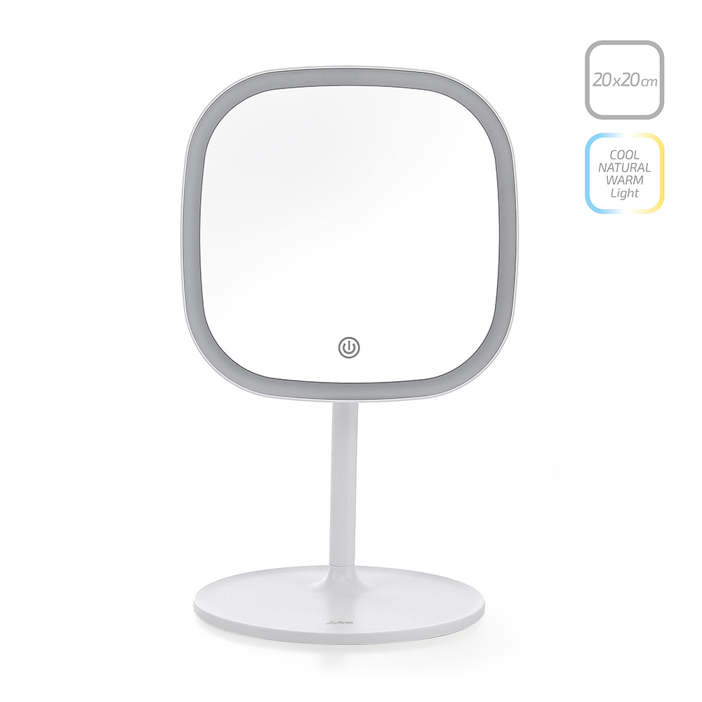 LED козметично огледало за грим Luigi Ferrero FR-801, квадрат, 20x20 cm