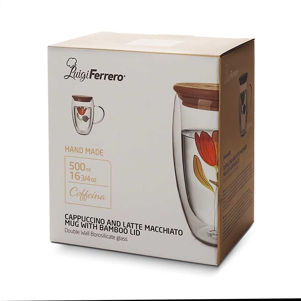 Чаша за капучино и лате Luigi Ferrero Coffeina FR-8045DB 500ml, с капаче